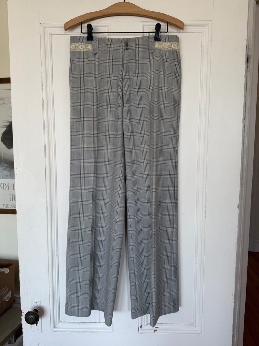 Rebecca Taylor Lightweight Plaid Wide-Leg Trousers